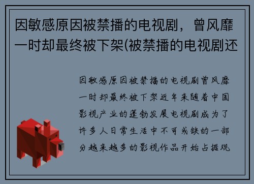 因敏感原因被禁播的电视剧，曾风靡一时却最终被下架(被禁播的电视剧还有版权吗)